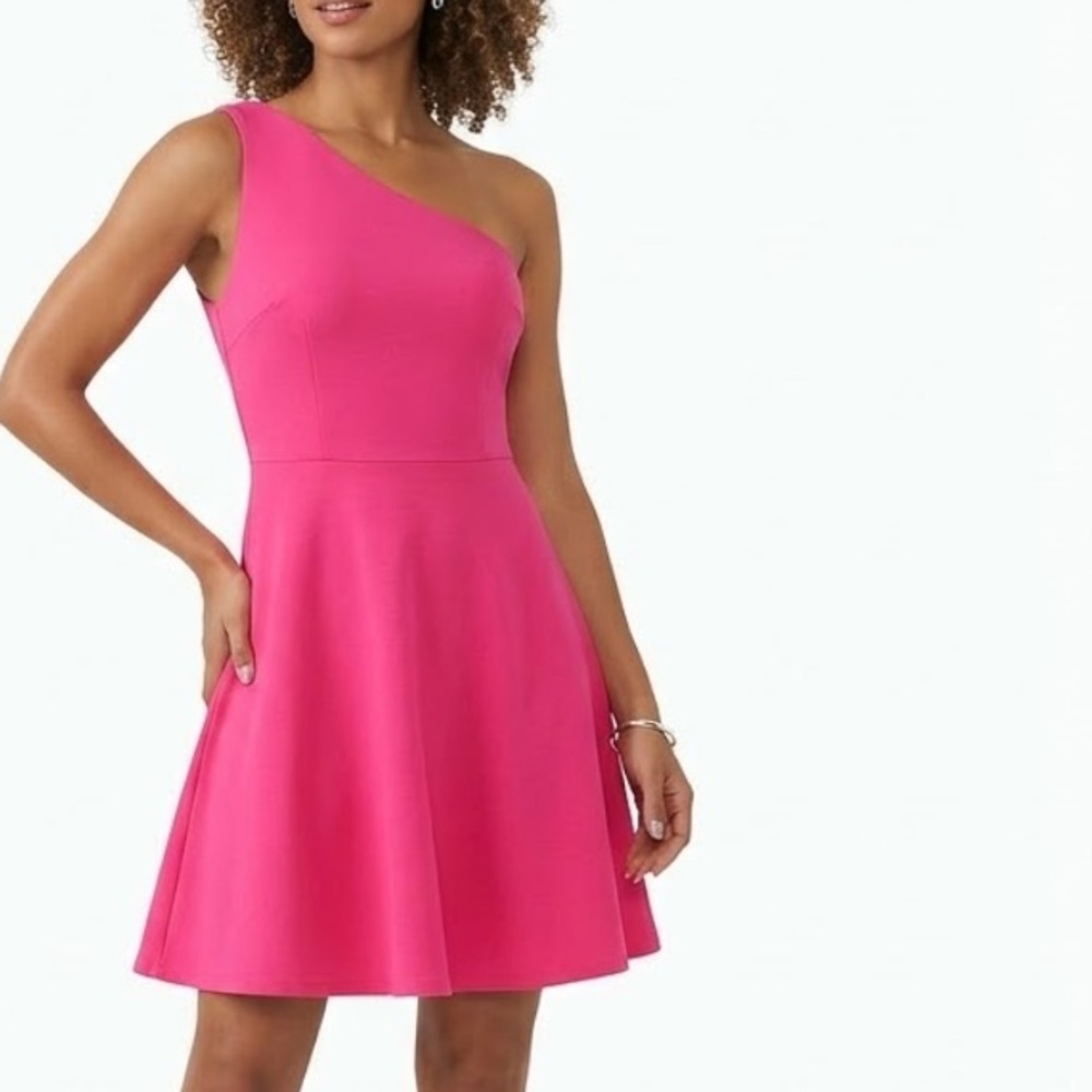 Elegant One-Shoulder Pink Dress